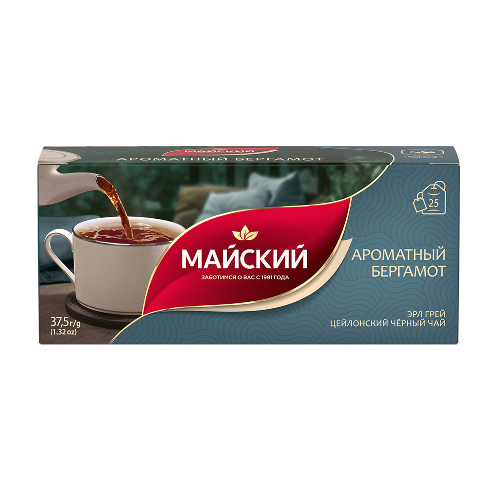 Изображение товара Чай Черный Майский Ароматный Бергамот 25 Пакетиков с/я