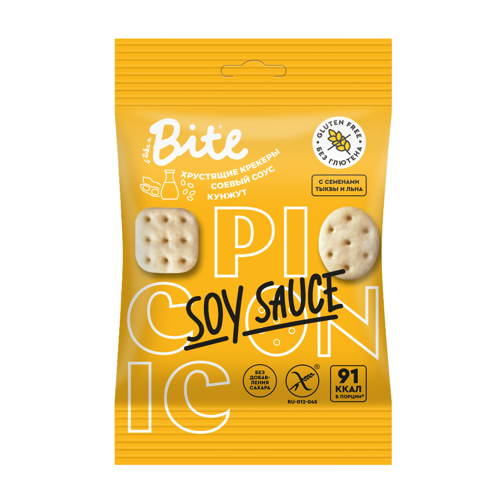 Изображение товара Крекеры Bite Соленые Соевый Соус Кунжут 60г