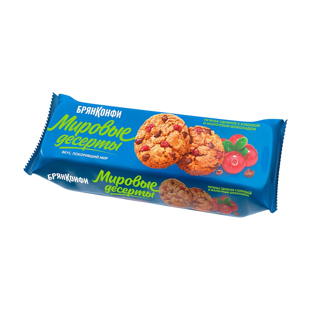 Изображение товара Печенье Мировые Десерты с Клюквой и Молочным Шоколадом 170г