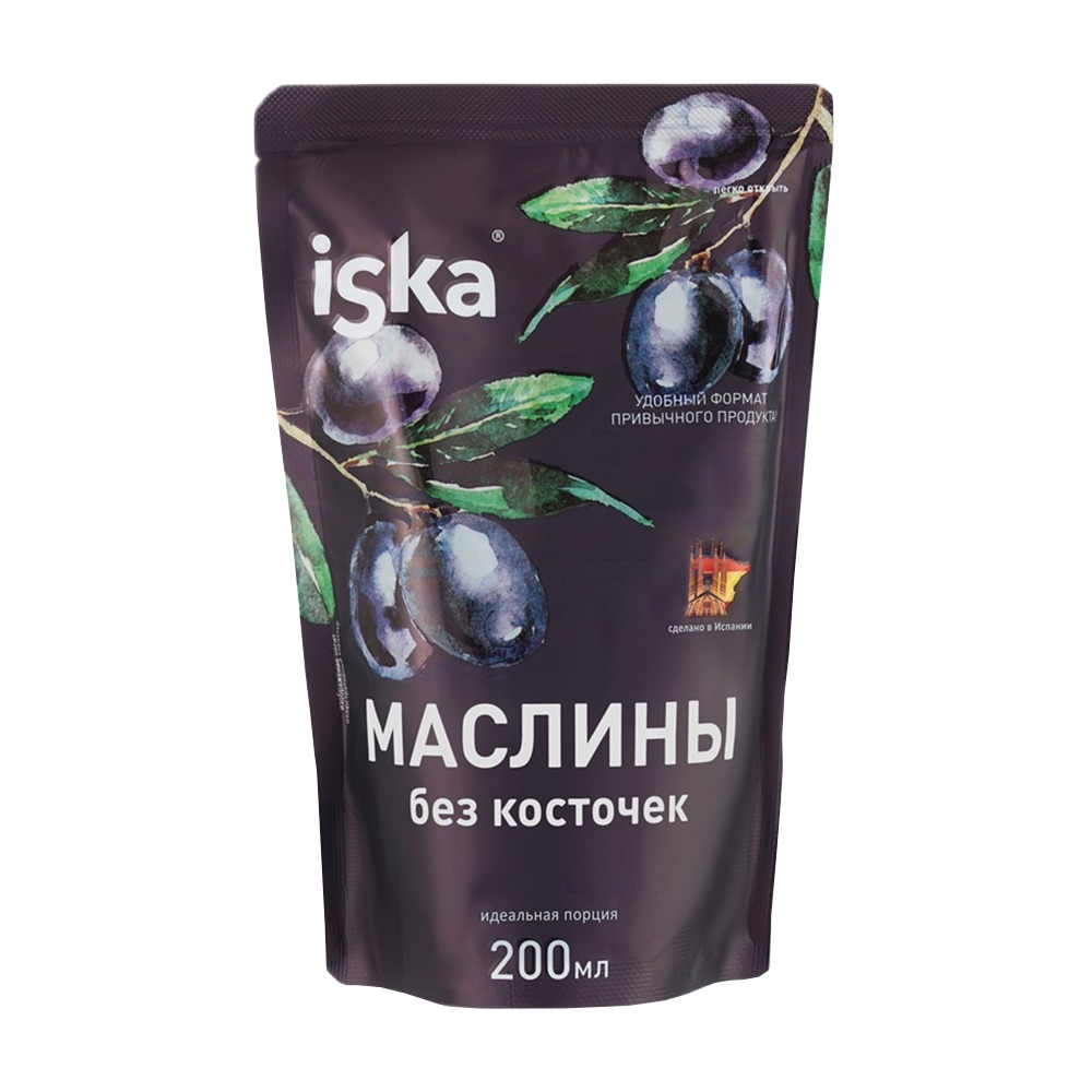 Изображение товара Iska Черные маслины без косточек 0.2 л — идеальная закуска и добавка
