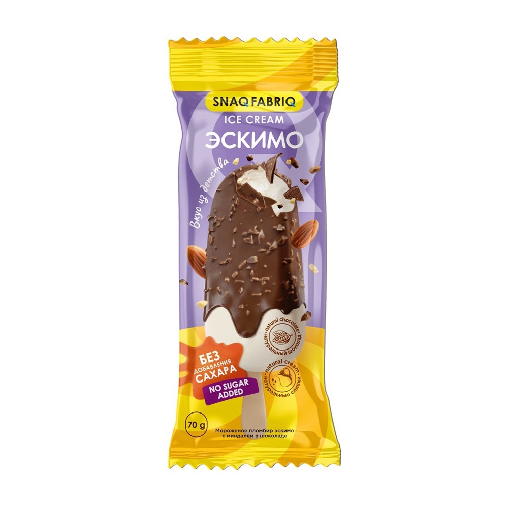 Изображение товара Мороженое Snaq Fabriq Эскимо Миндаль в Шоколаде 70г