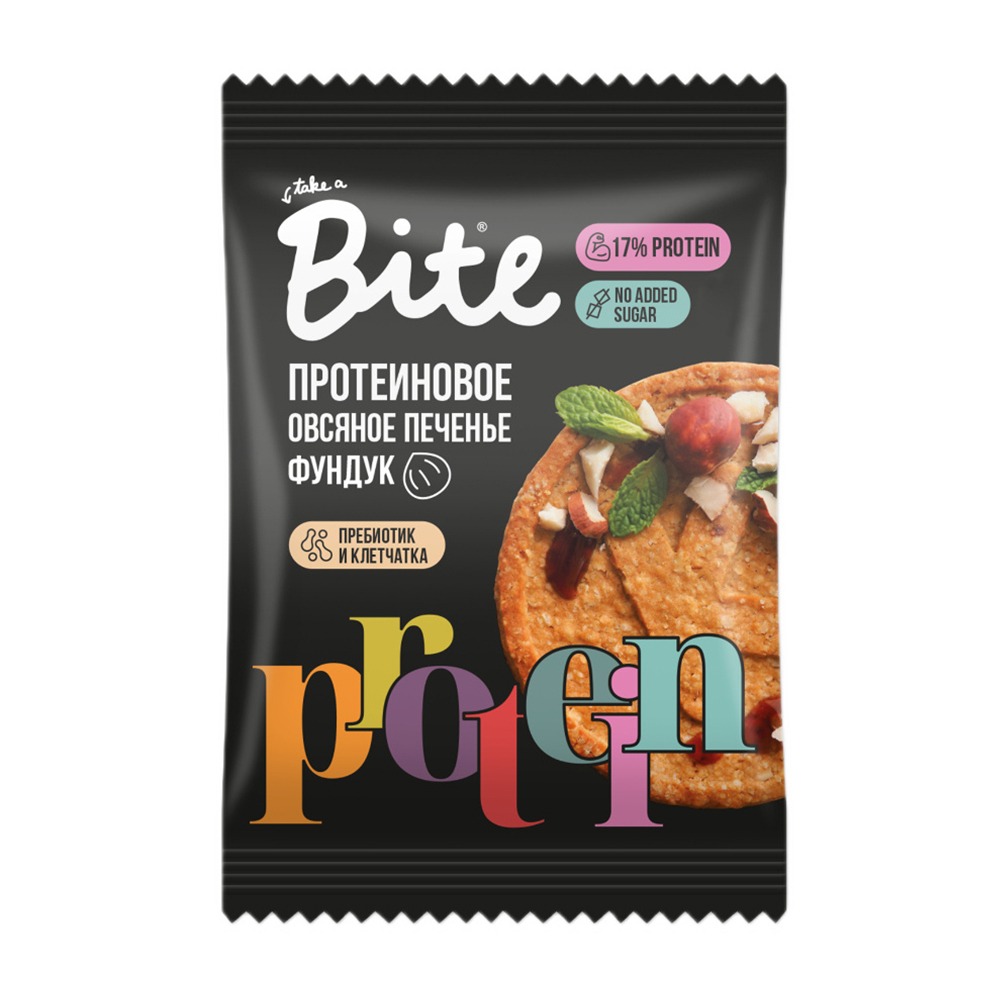 Изображение товара Печенье Bite Протеиновое Овсяное Фундук 69г