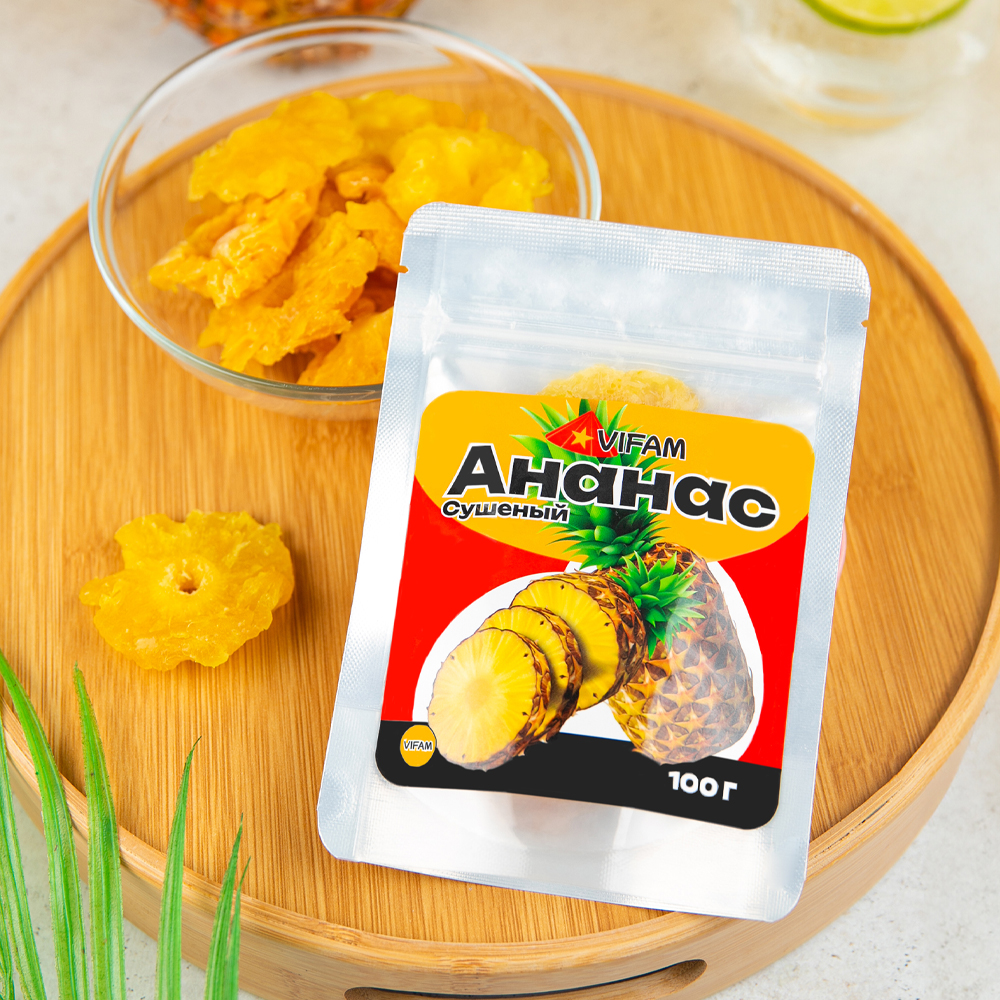 Изображение товара Sушеный ананас VIFAM 100 г - сладкий тропический перекус