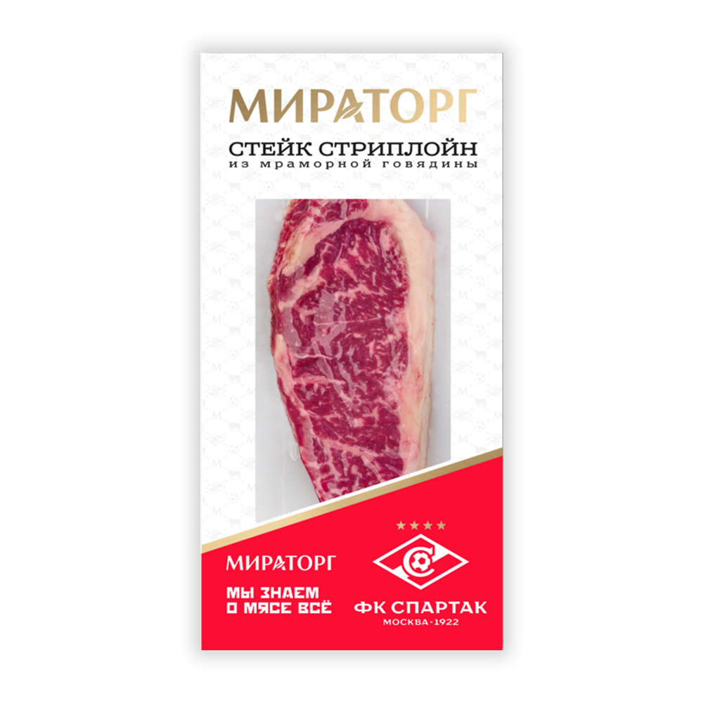 Изображение товара Стриплойн Мираторг Спартак Choice 320г - охлажденный стейк, мраморное мясо