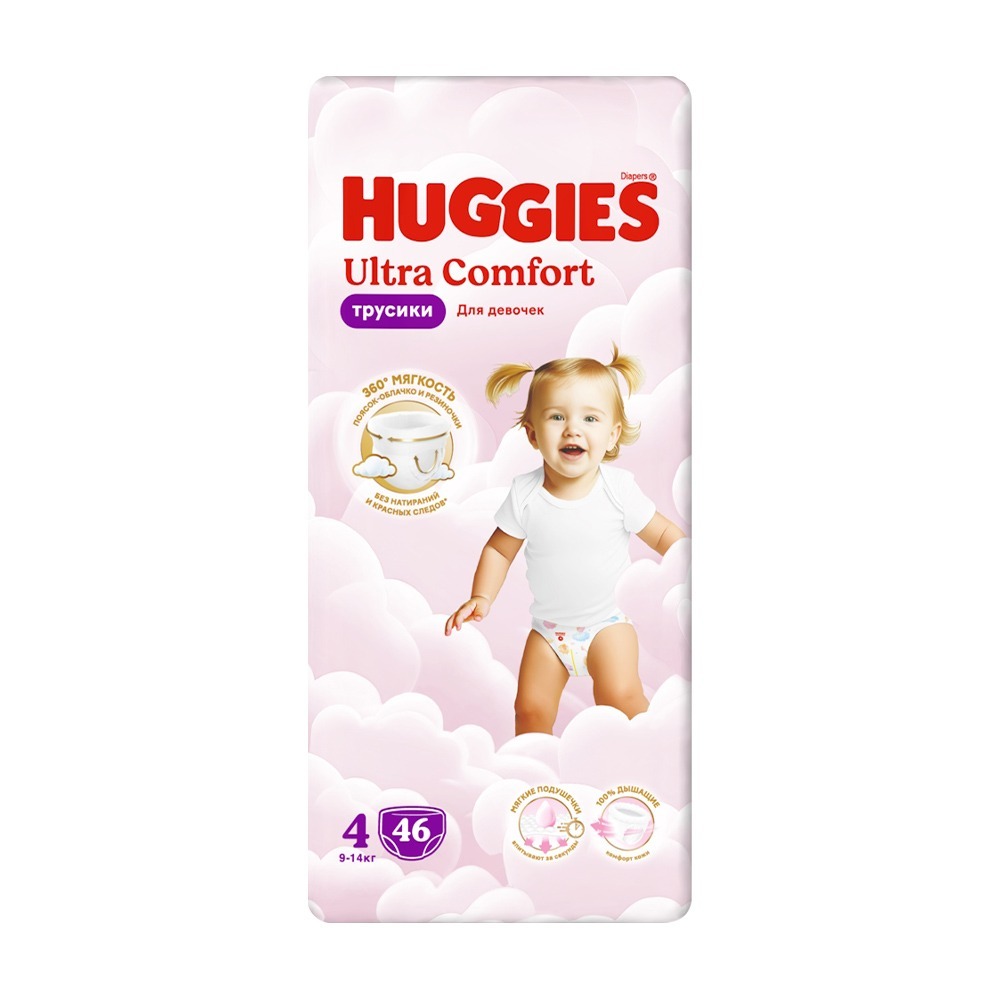 Изображение товара Подгузники-Трусики Huggies для Девочек №4 9-14кг 46шт