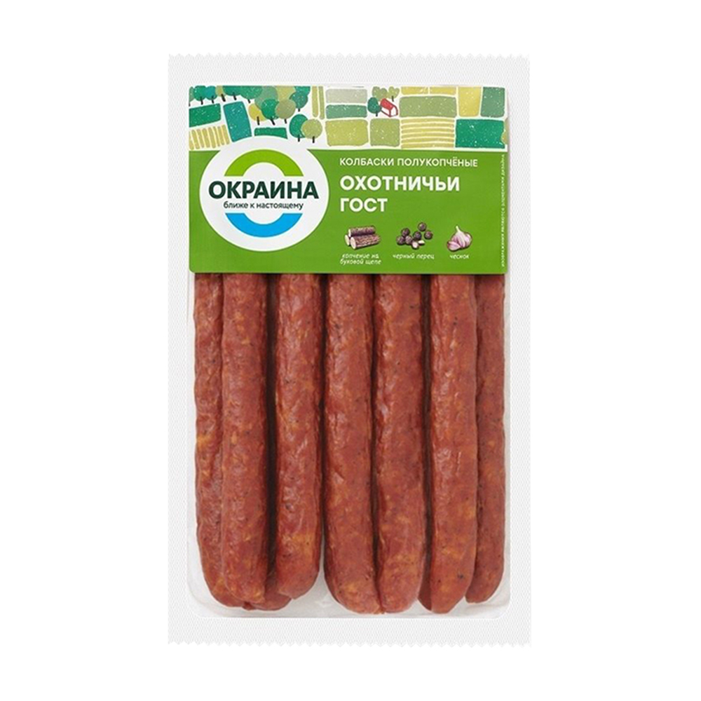 Изображение товара Колбаски Полукопченые Окраина Охотничьи 320г