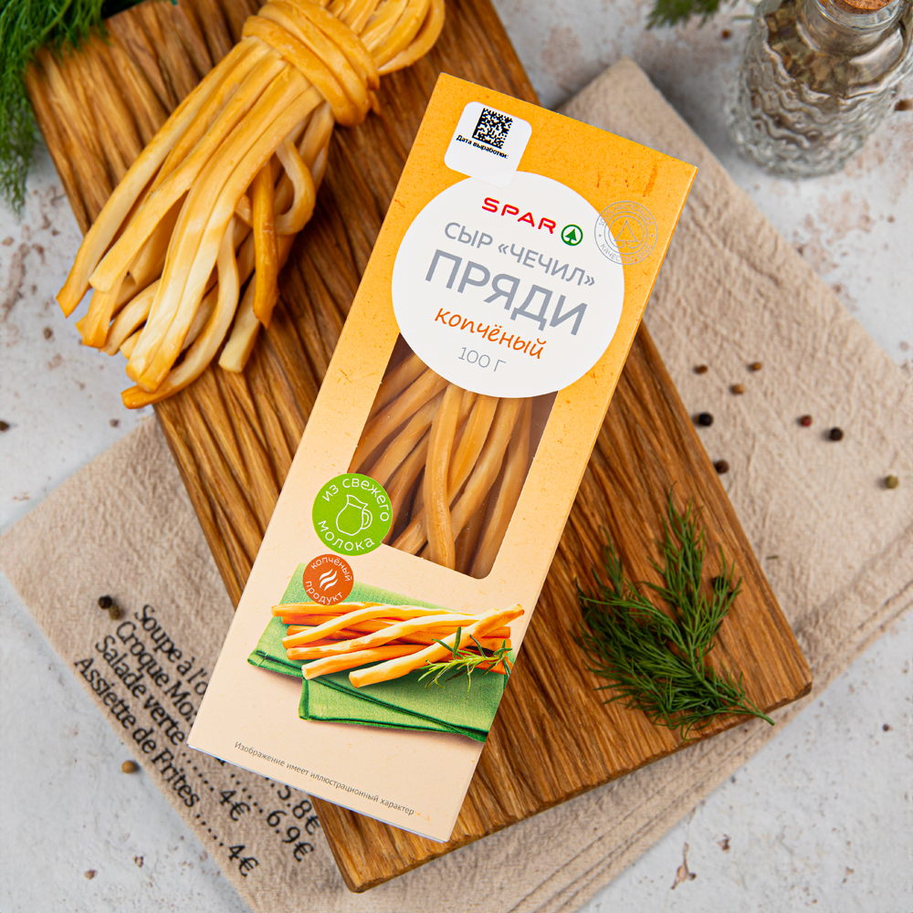 Изображение товара Сыр SPAR Чечил Пряди Копченый 40% 100г