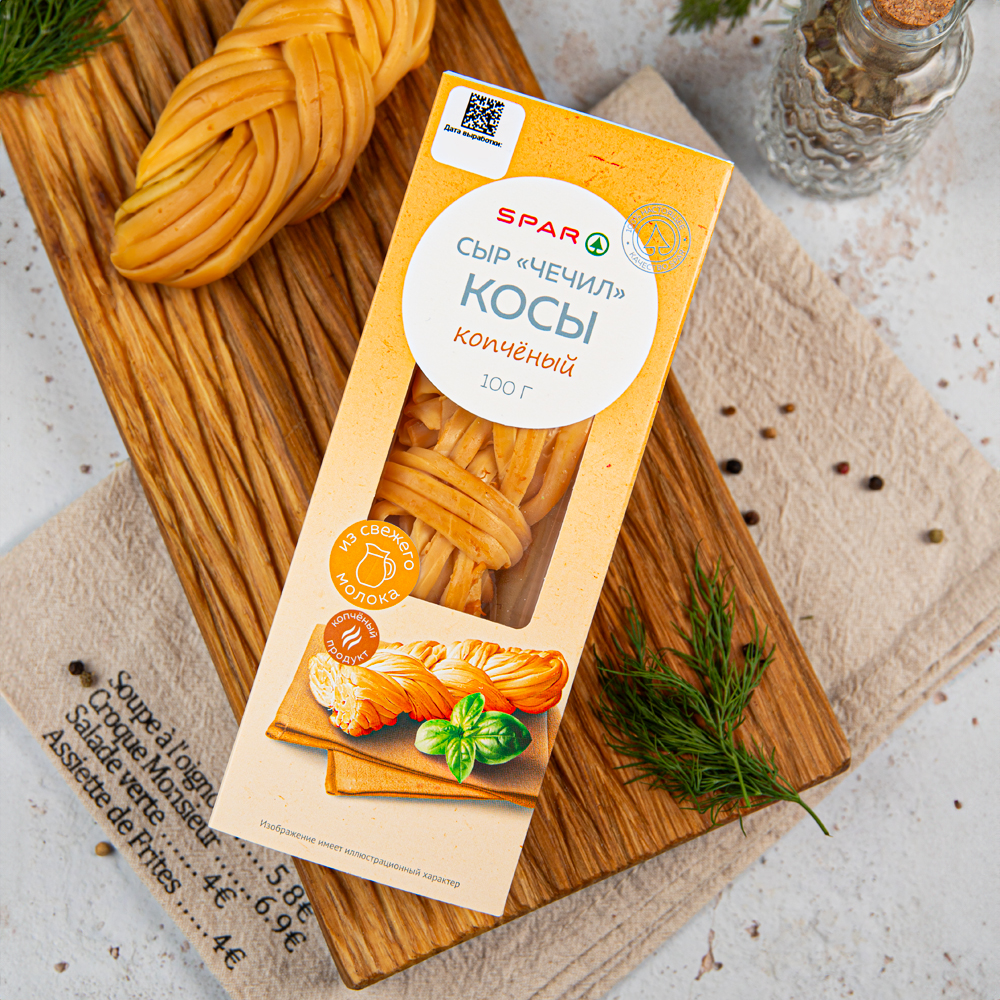 Изображение товара Сыр SPAR Чечил Косичка Копченый 40% 100г