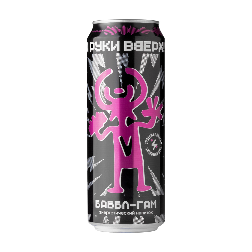 Изображение товара Энергетический Напиток Руки Вверх! Баббл-Гам 0,45л ж/б