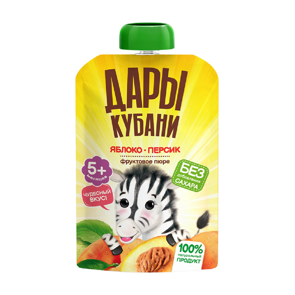 Изображение товара Пюре Дары Кубани Яблоко Персик 90мл дой-пак