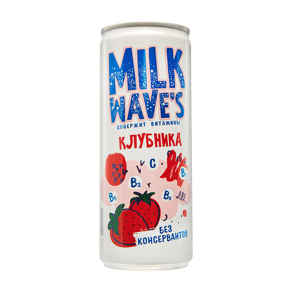 Изображение товара Напиток Милк Вэйвс со Вкусом Клубники 330мл ж/б