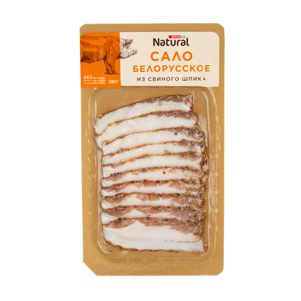 Изображение товара Сало SPAR NATURAL Белорусское из Свиного Шпика Нарезка 100г