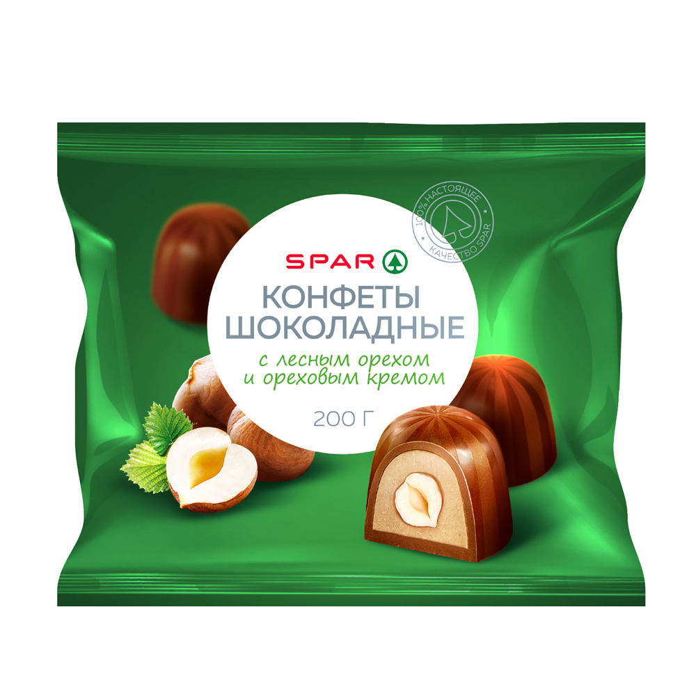 Изображение товара Конфеты Шоколадные SPAR с Лесным Орехом и Кремом 200г