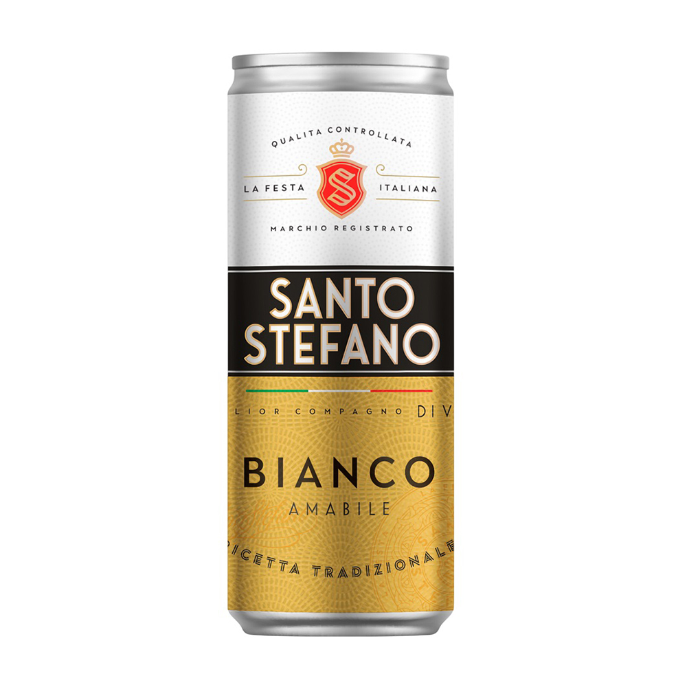 Изображение товара Сидр Фруктовый Санто Стефано Белый Полусладкий 6% 0,25л ж/б