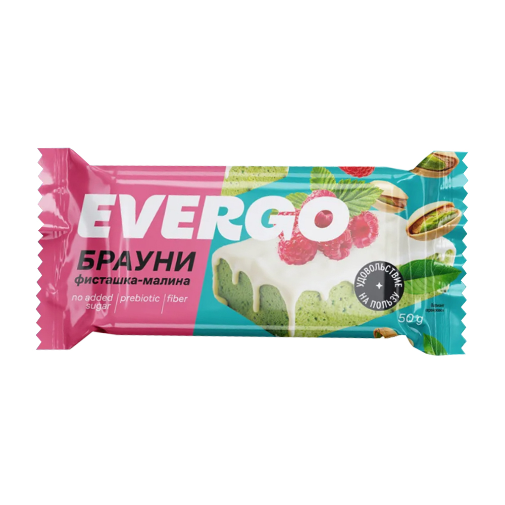 Изображение товара Пирожное Протеиновое Evergo Брауни Фисташка Малина 50г