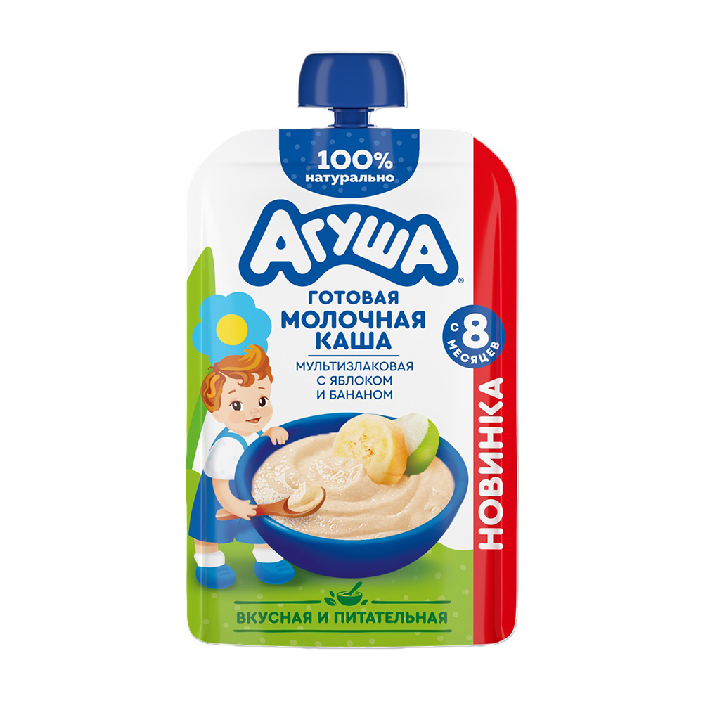 Изображение товара Каша Агуша Молочная Мультизлаковая Яблоко Банан 100г