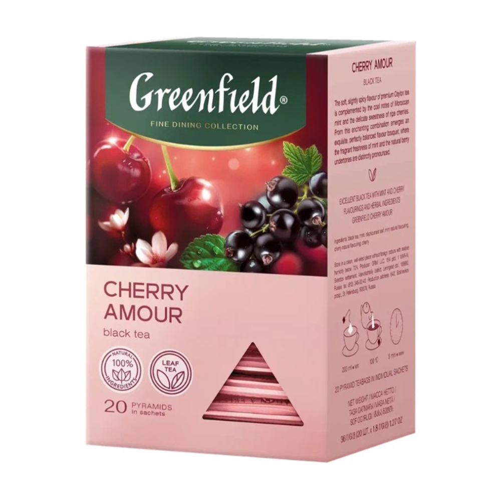 Изображение товара Чай Черный Greenfield Cherry Amour Виш/мята 20 Пирамидок