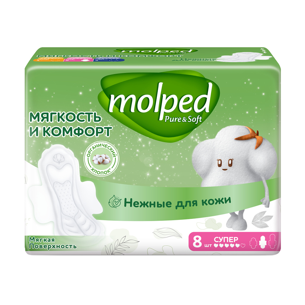 Изображение товара Molped Pure&Soft Супер — прокладки 8 шт