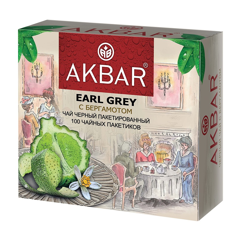 Изображение товара Чай AKBAR Earl Grey в пакетиках 0.2 кг — чёрный с бергамотом