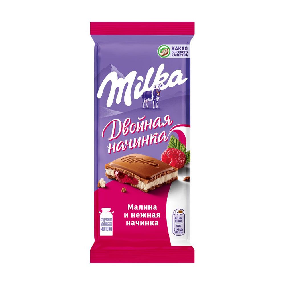 Изображение товара Milka Молочный с Малиной - двойная начинка, 80 г