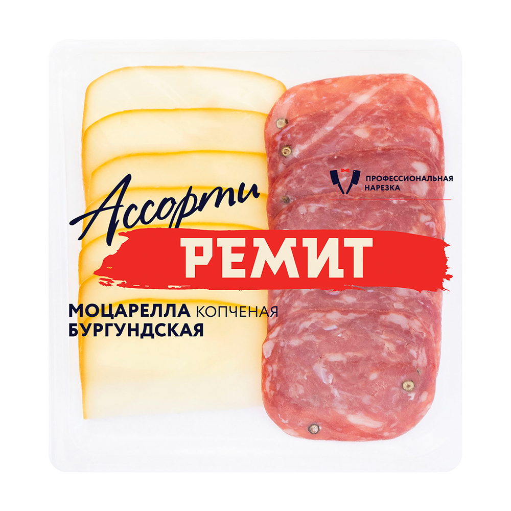 Изображение товара Ассорти Моцарелла Копченная и Бургундская с/в Ремит 100г