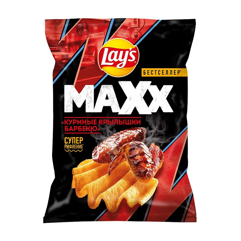Изображение товара Чипсы Lays Махх Куриные Крылья Барбекю 100г