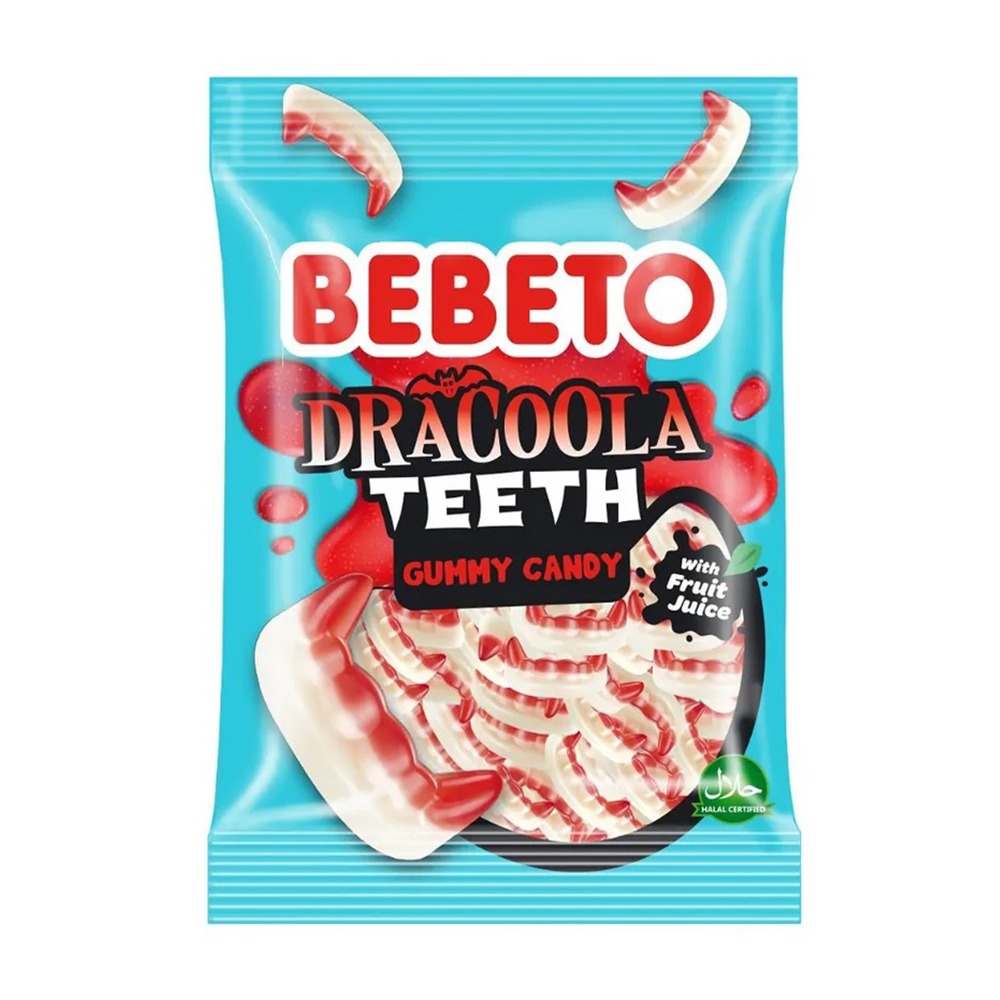 Изображение товара Мармелад Жевательный Bebeto Зубы Вампира Клубника Ваниль 80г