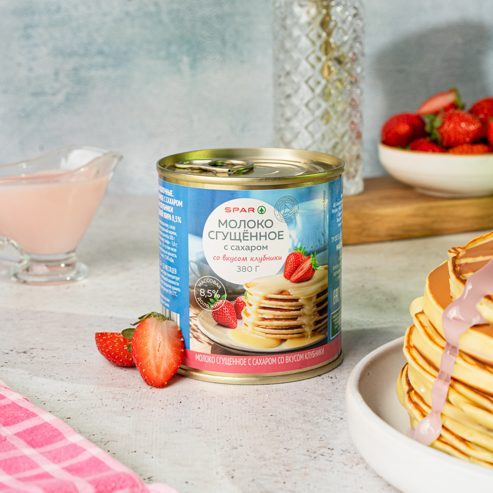 Изображение товара SPAR Молоко сгущённое со вкусом клубники 380 г