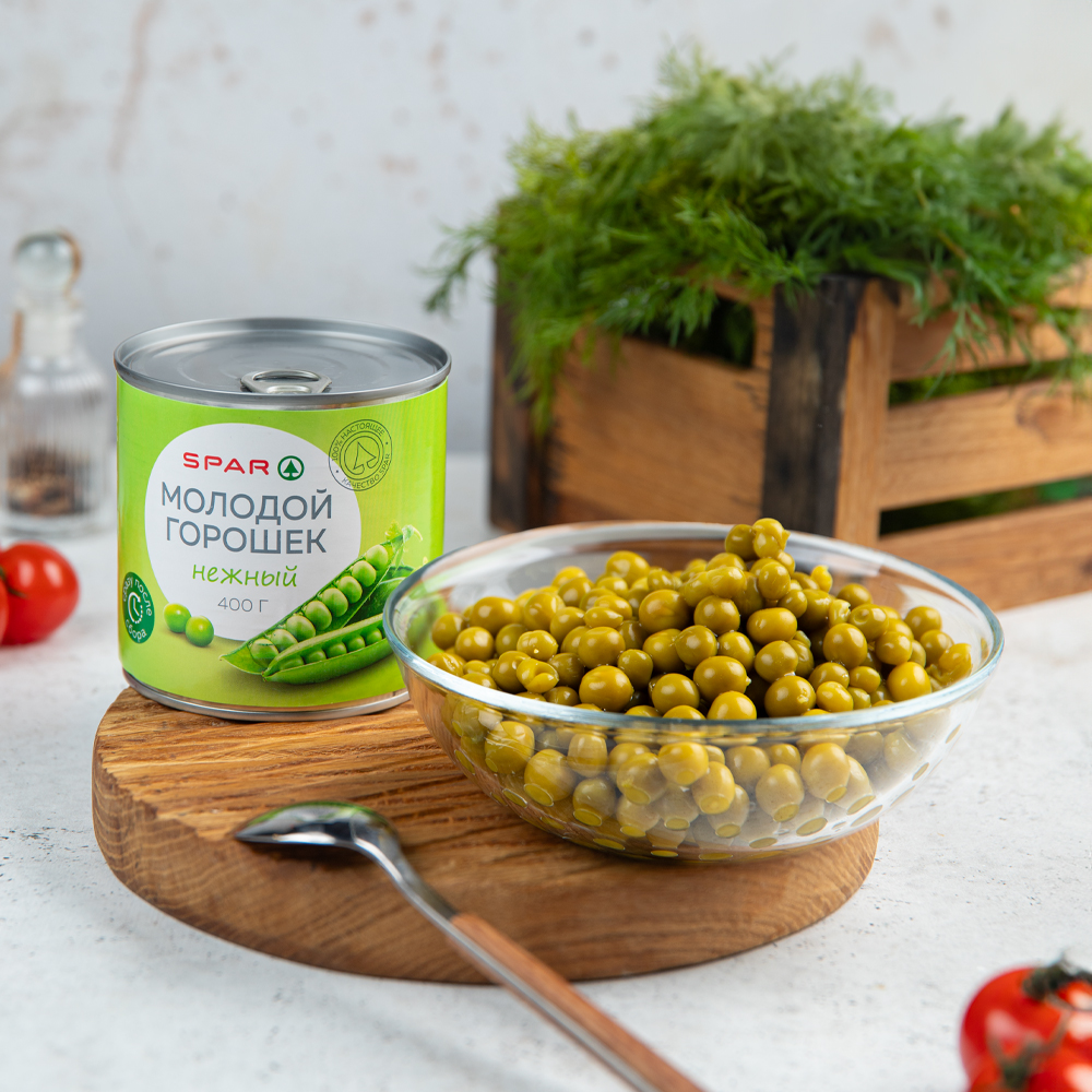 Изображение товара Горошек Зеленый SPAR Нежный 400г