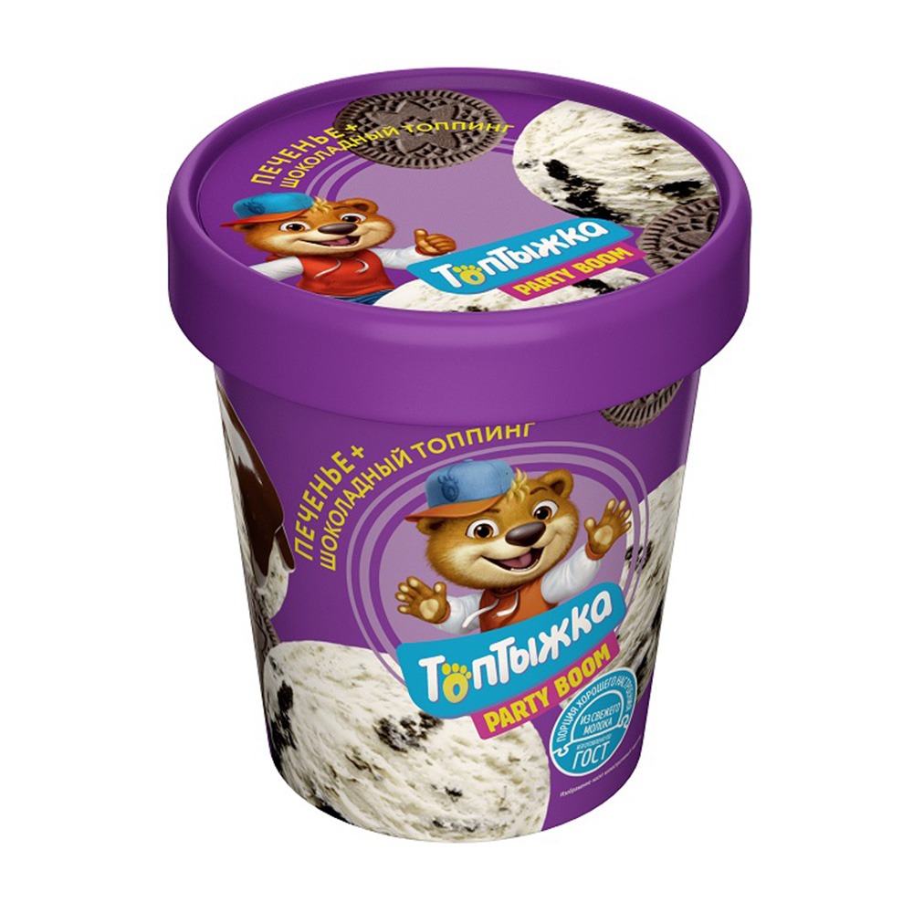 Изображение товара Мороженое Пломбир Топтыжка Шоколад с Печеньем 12% 270г
