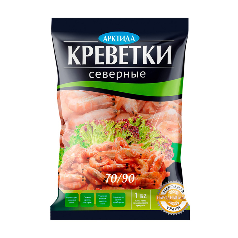 Изображение товара Креветки Северные Арктида Неразделанные 70/90, 1 кг