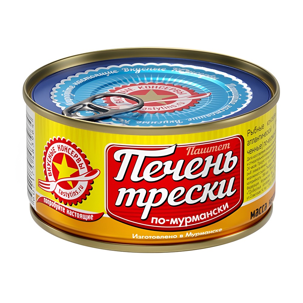 Изображение товара Печень Трески Вкусные Консервы по-Мурмански 185г