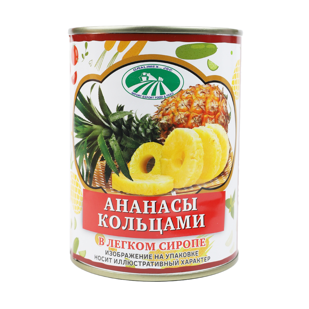 Изображение товара Ананасы Gralimex Кольцами в Легком Сиропе 565г