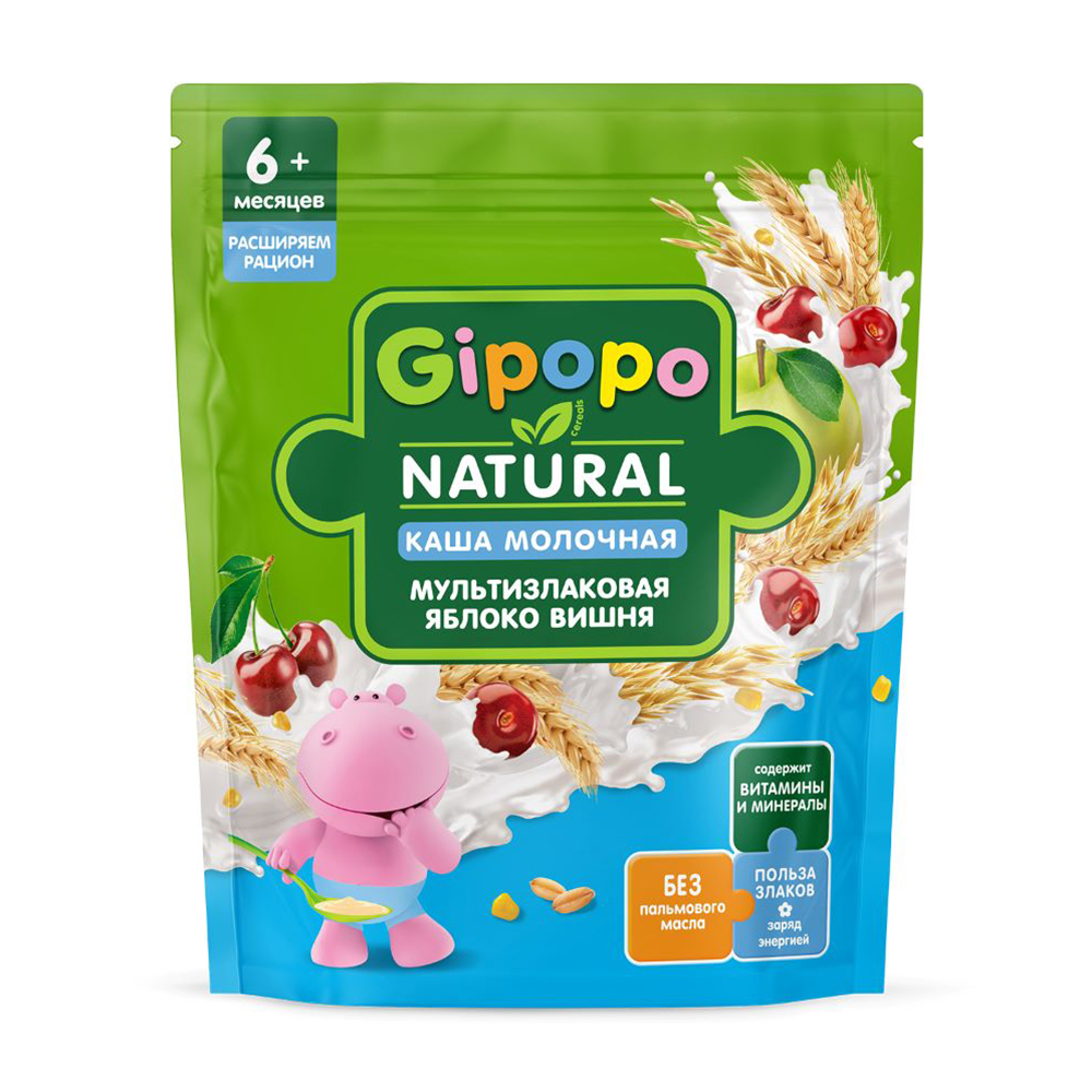 Изображение товара Каша Gipopo Молочная Мультизлаковая Яблоко Вишня 170г