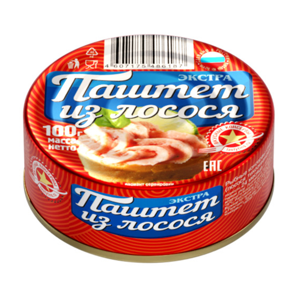 Изображение товара Паштет из Лосося Вкусные Консервы 100г ж/б