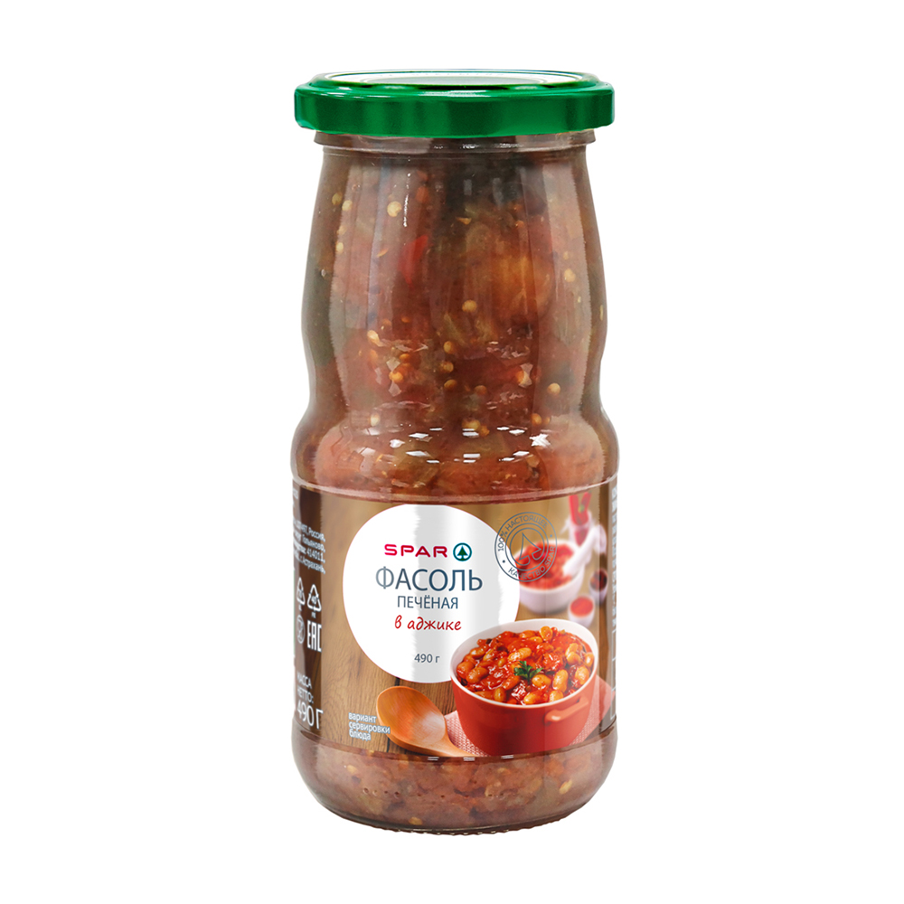 Изображение товара Фасоль SPAR Печеная в Аджике 490г