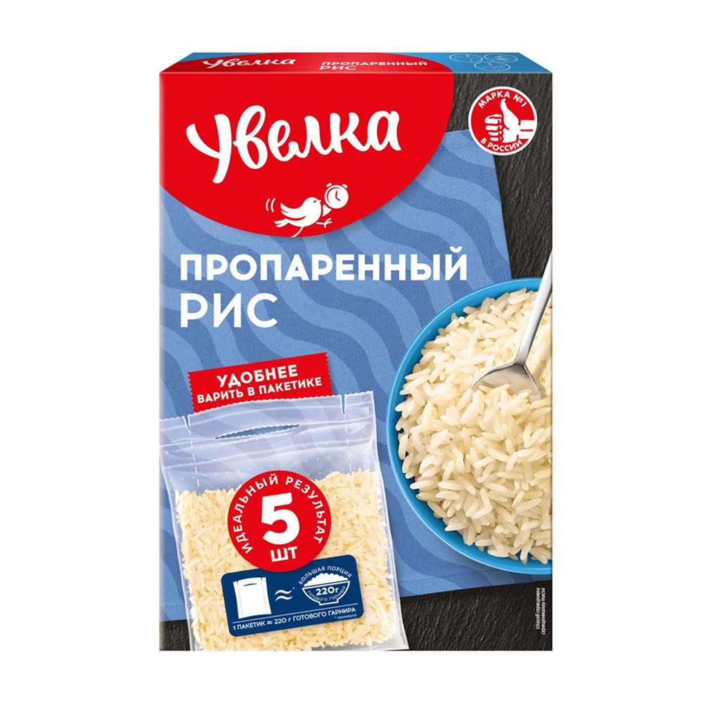 Изображение товара Рис Увелка Длиннозерный Пропаренный 5*80г