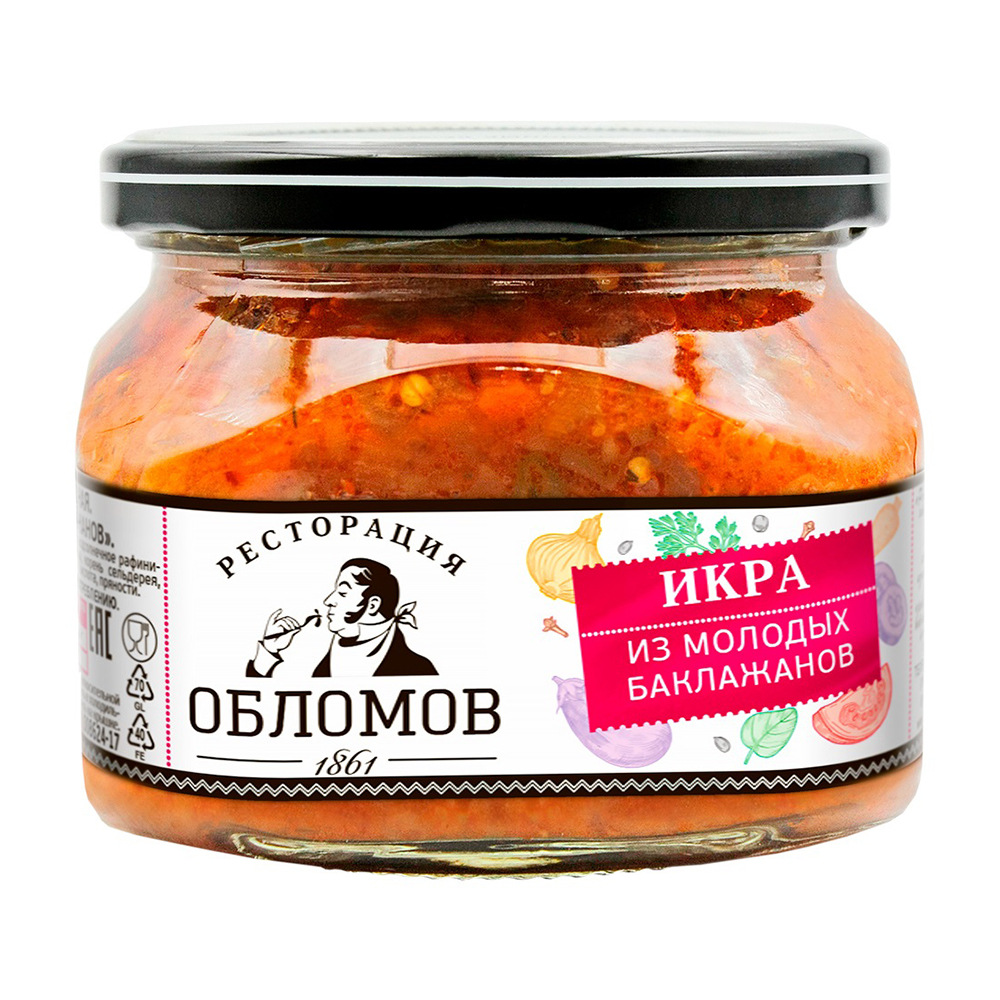 Изображение товара Икра из Молодых Баклажанов Ресторация Обломов 320г Стекло