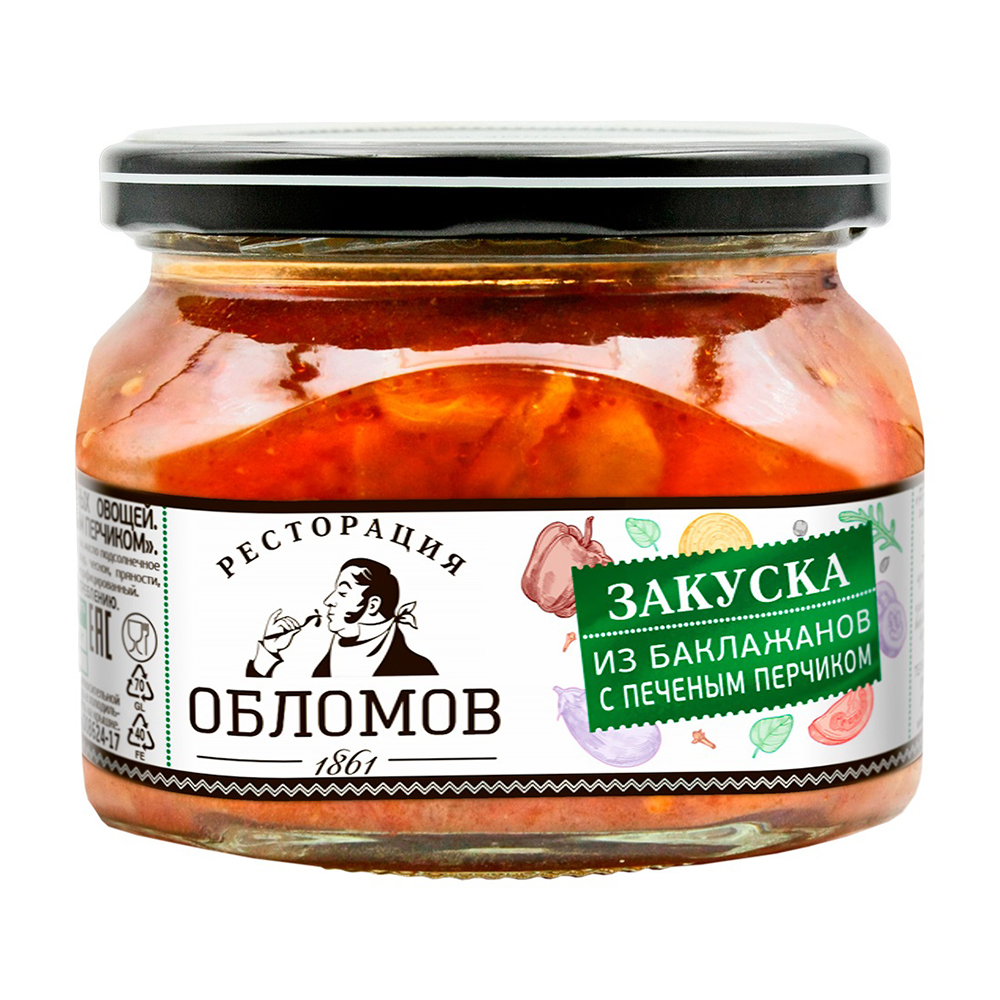 Изображение товара Закуска Ресторация Обломов из Баклажанов с Перцем 320г ст/б