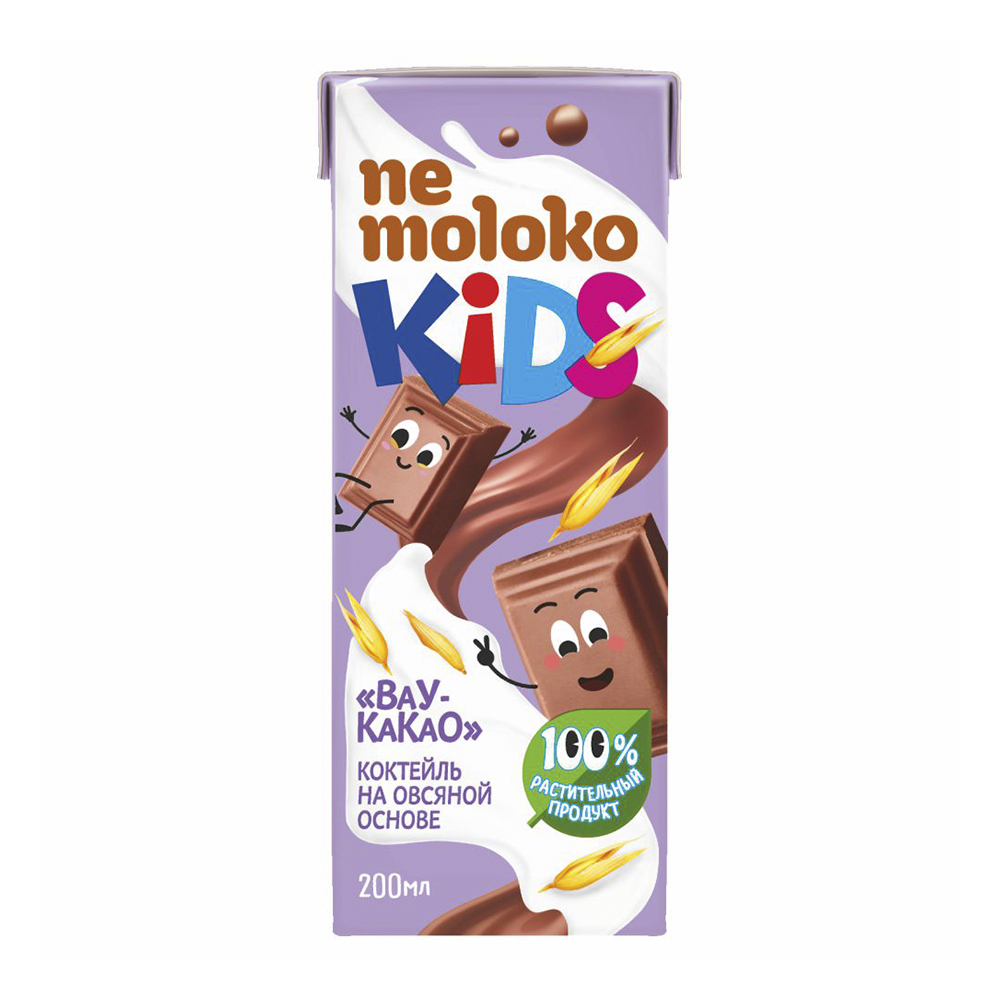 Изображение товара Коктейль Nemoloko Kids Овсяный Вау-Какао 200мл