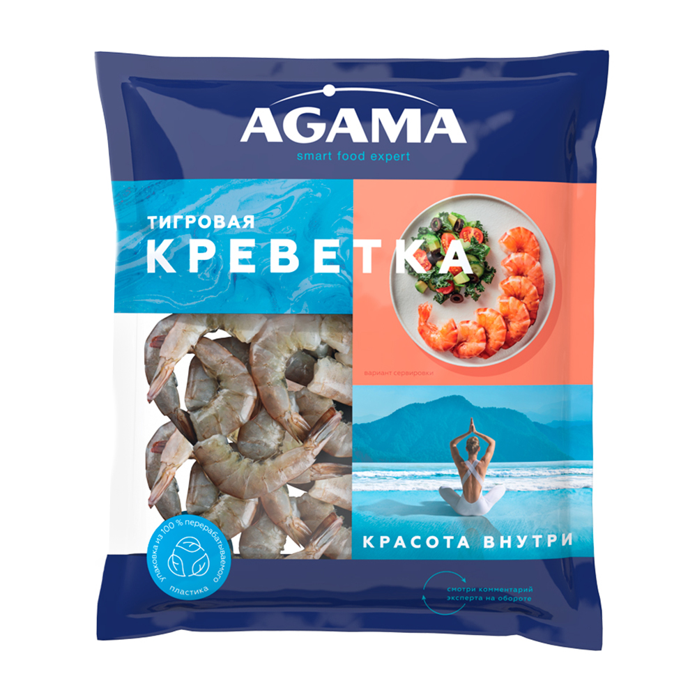 Изображение товара Креветки Тигровые Agama Свежемороженые без Головы 400г
