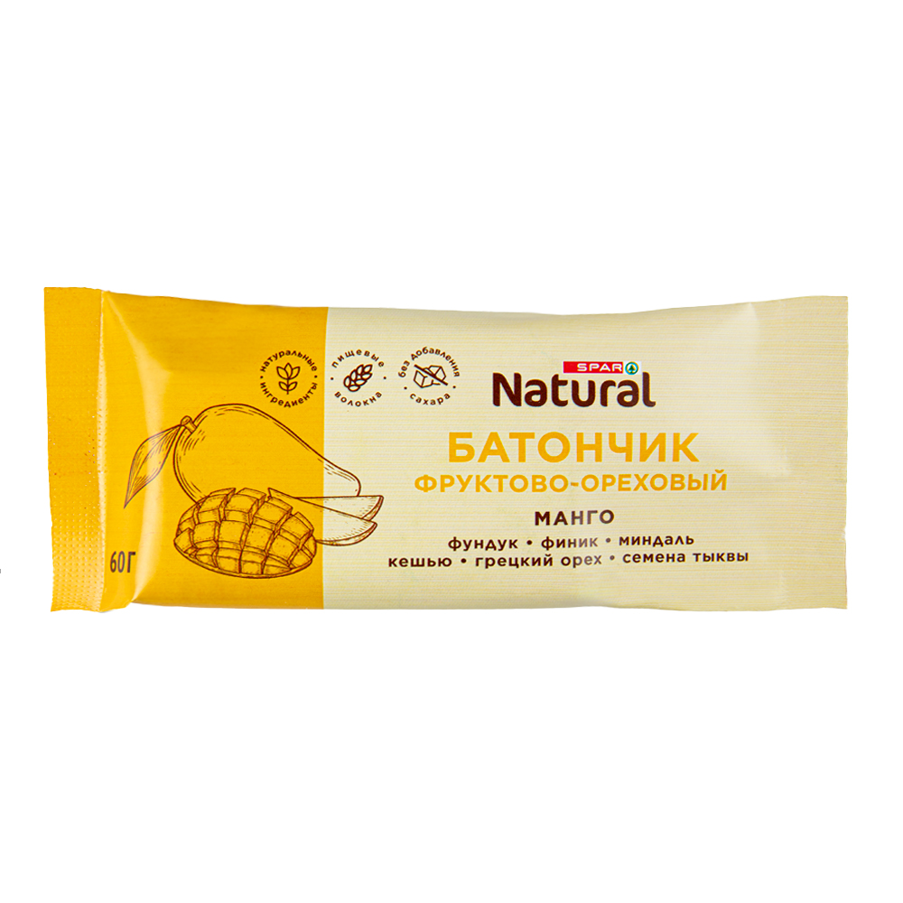 Изображение товара Батончик Фруктово-Ореховый SPAR NATURAL Манго 60г