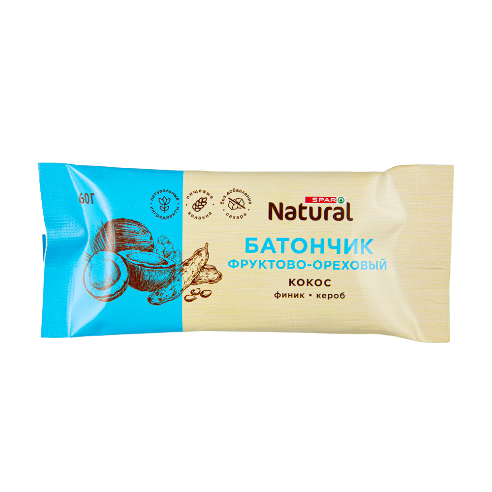 Изображение товара Батончик Фруктово-Ореховый SPAR NATURAL Кокос 60г
