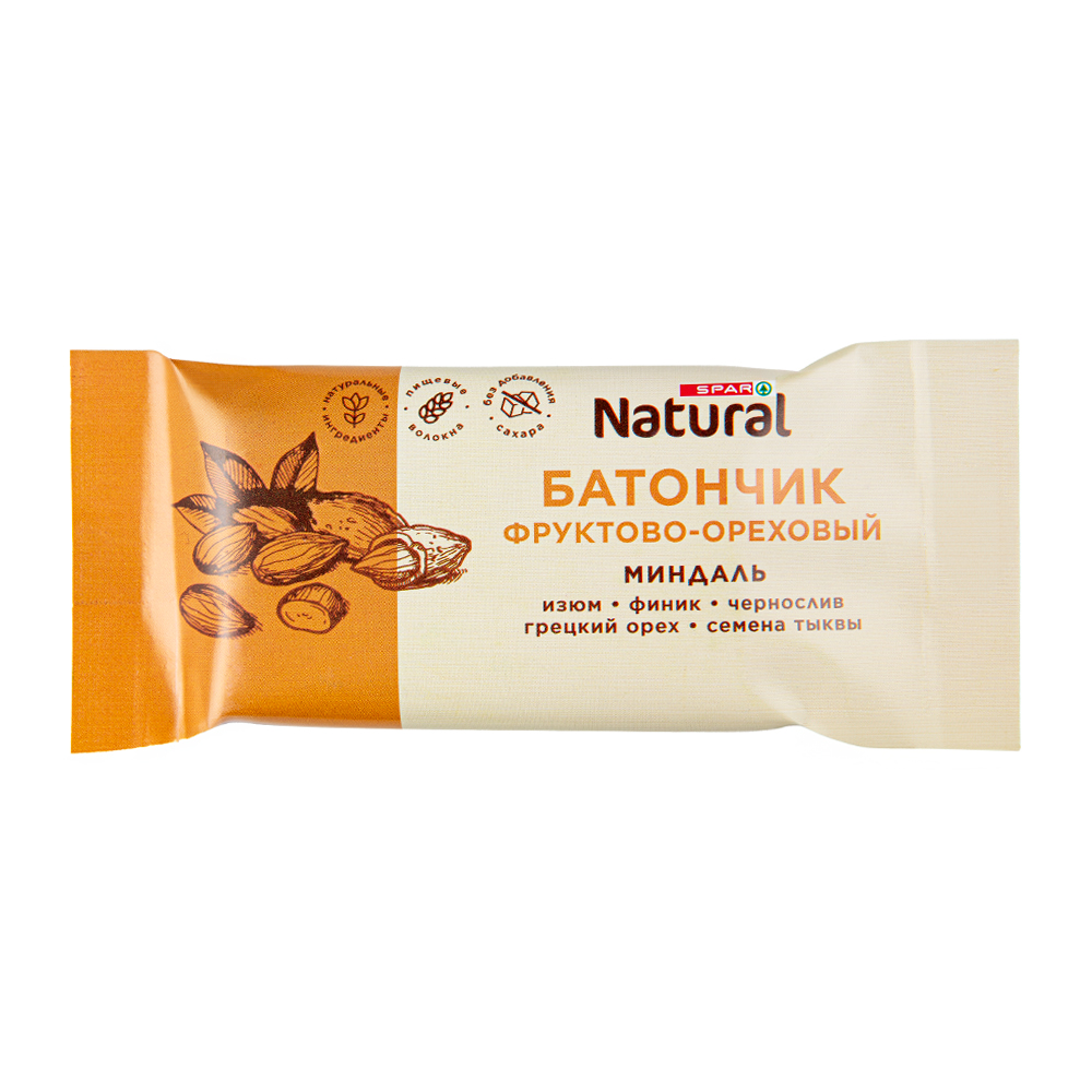 Изображение товара Сarbonам? Нет. SPAR NATURAL Батончик миндаль 60 г