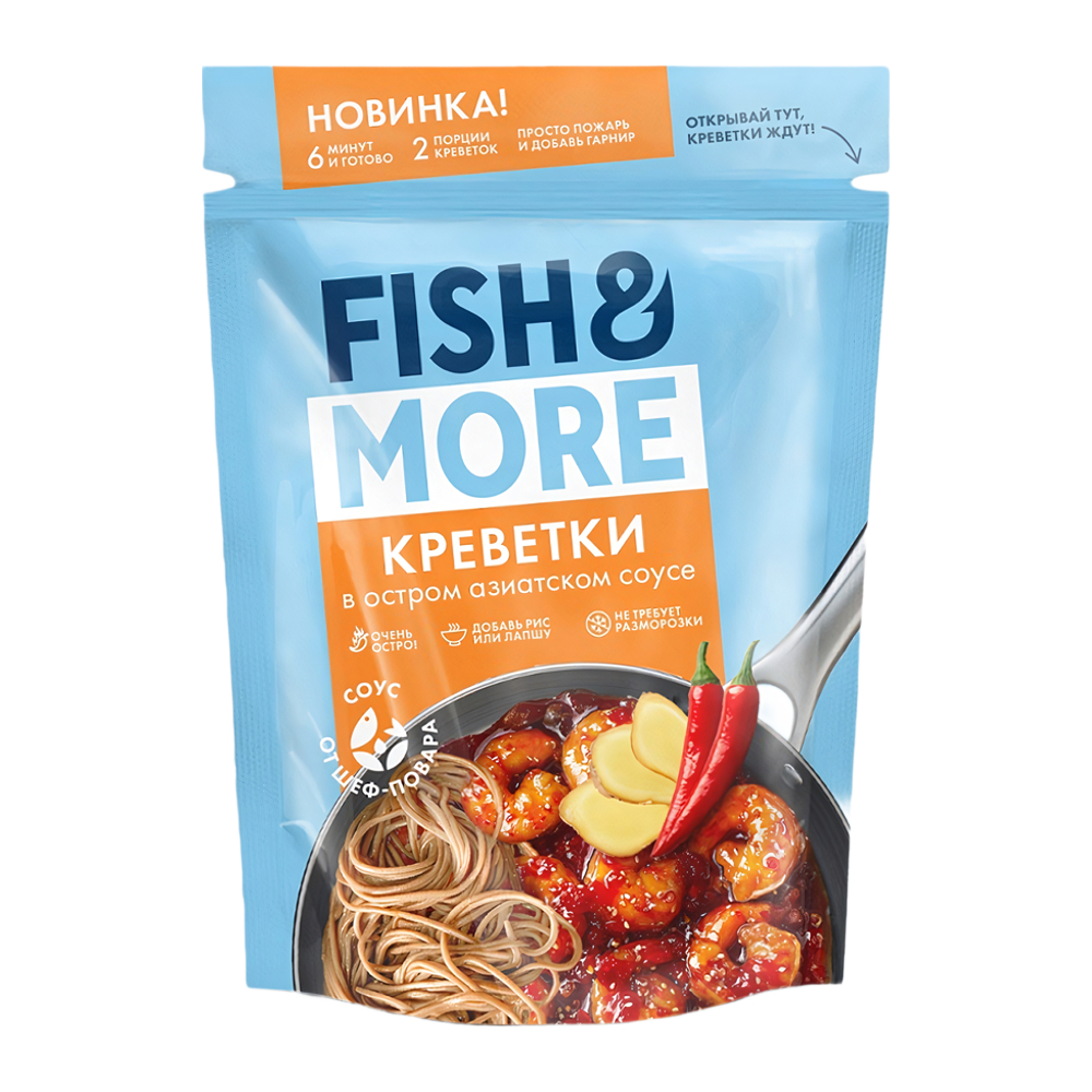 Изображение товара Креветки Fish&More Мороженые в Остром Азиатском Соусе 400 г