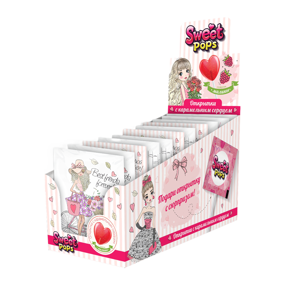 Изображение товара Открытка Sweet Pops с Карамельным Сердцем на Ленте 10г