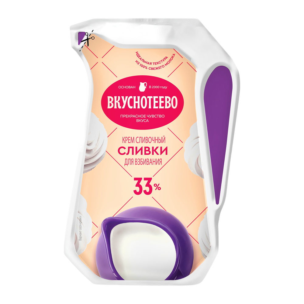 Изображение товара Сливки Вкуснотеево для Взбивания 33% 250г
