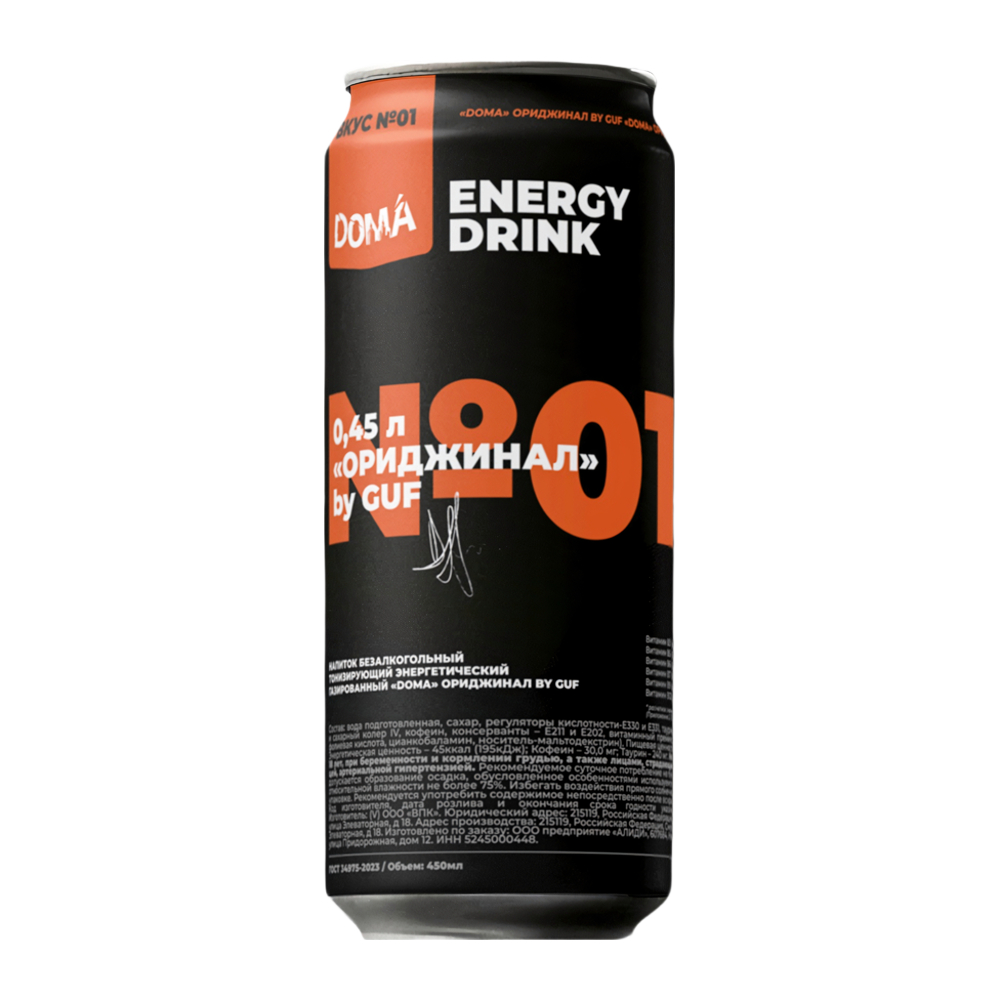 Изображение товара Энергетический Напиток Doma By Guf Ориджинал 0,45л