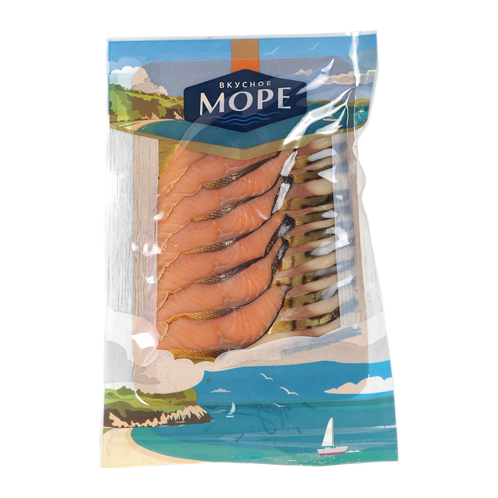 Изображение товара Ассорти Горбуша Скумбрия Вкусное Море Филе-Кусочки х/к 100г