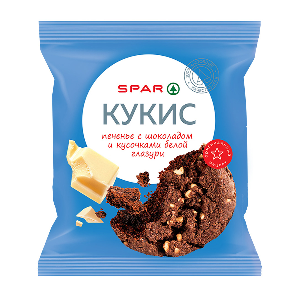 Изображение товара Печенье SPAR Кукис с Шоколадом и Кусочками Белой Глазури 70г